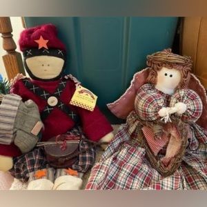 New Primitive Christmas Angel And Drummer Boy